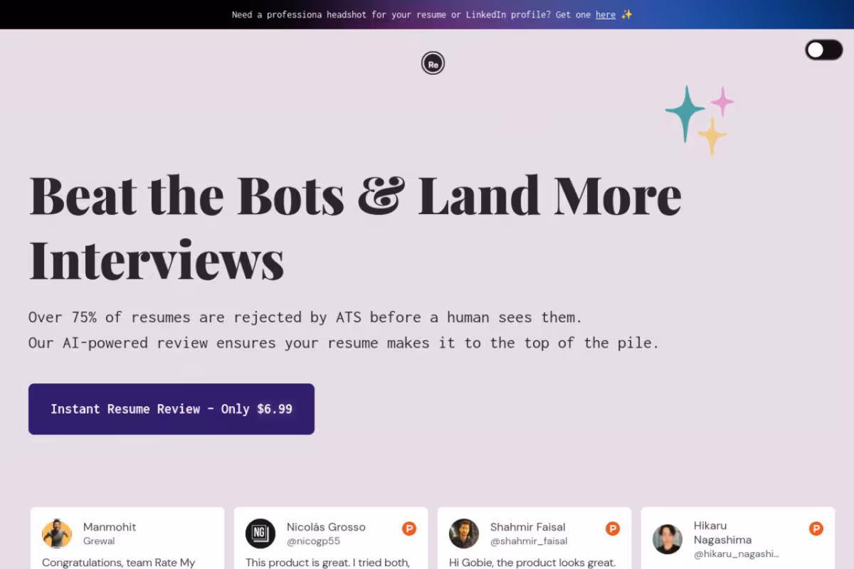 AI Powered Resume Checker homepage screenshot