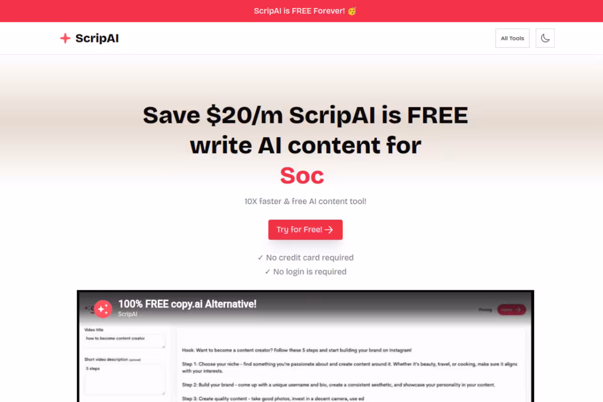 Scrip AI homepage screenshot