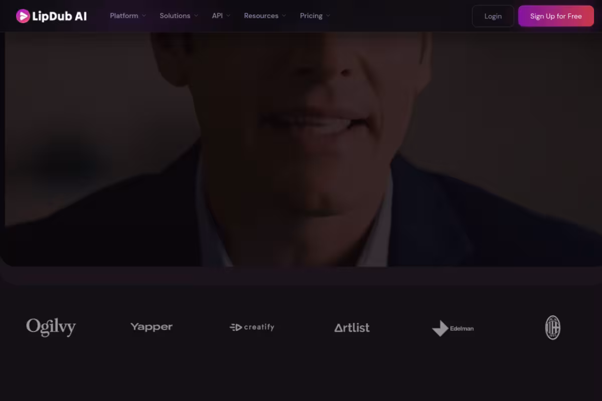 LipDub AI homepage screenshot