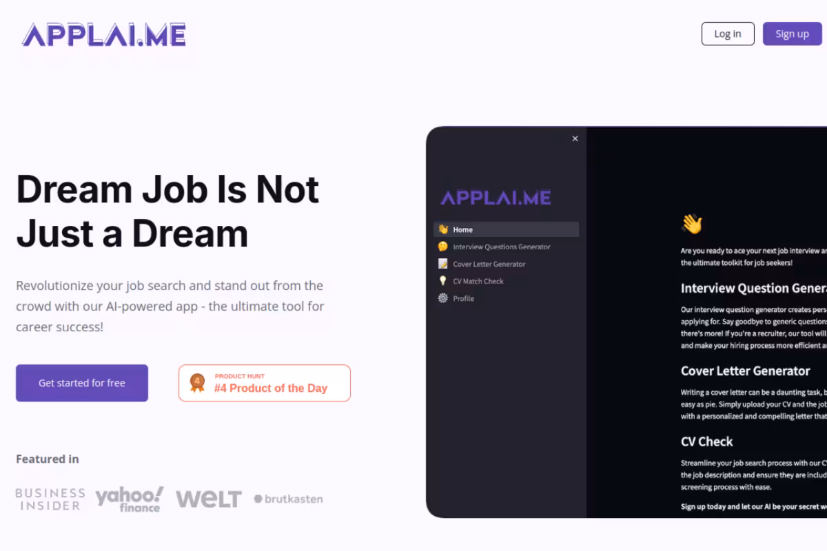 applai.me homepage screenshot