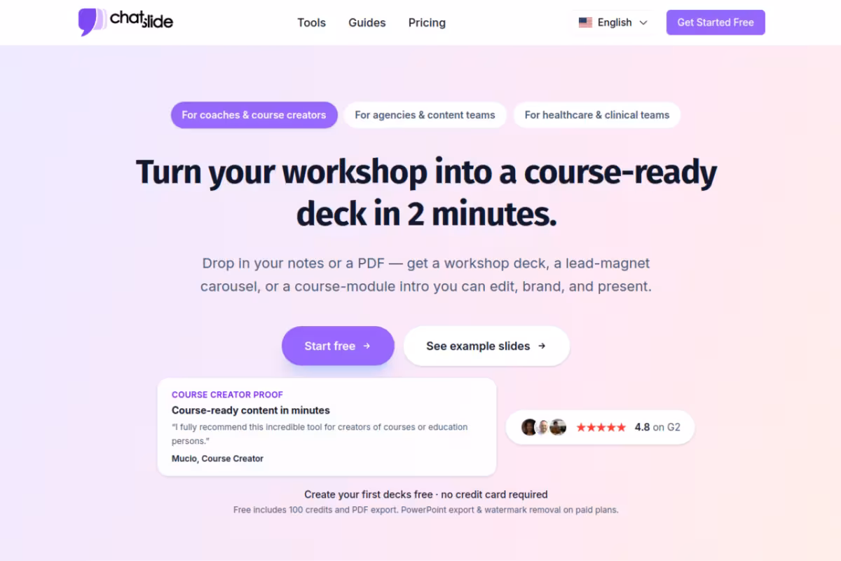 ChatSlide homepage screenshot