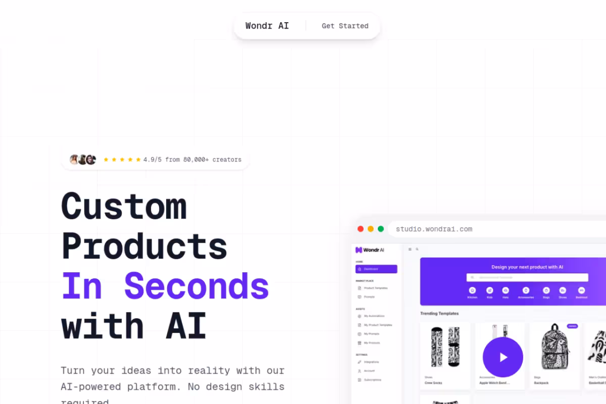 Wondr AI homepage screenshot