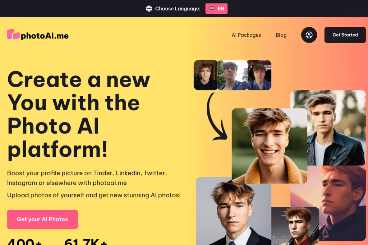 Photo AI homepage screenshot