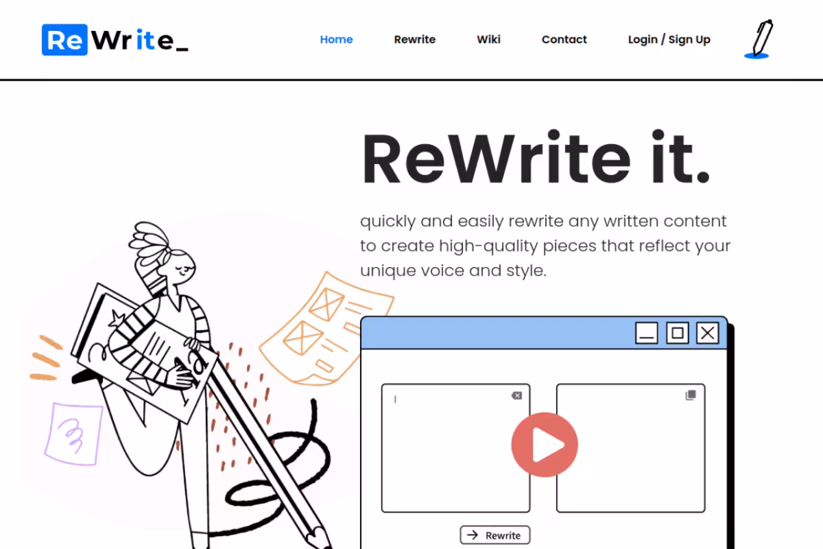 ReWrite It.AI homepage screenshot