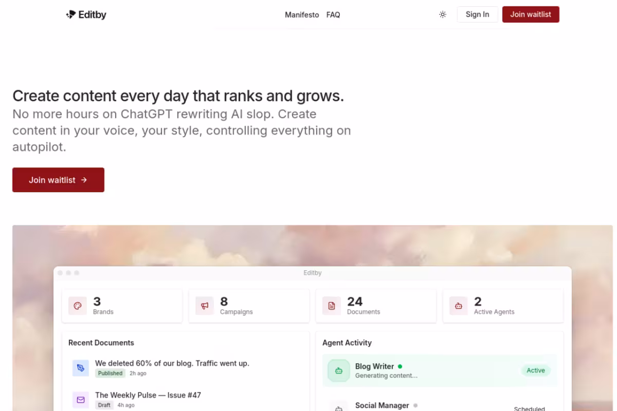 Editby homepage screenshot
