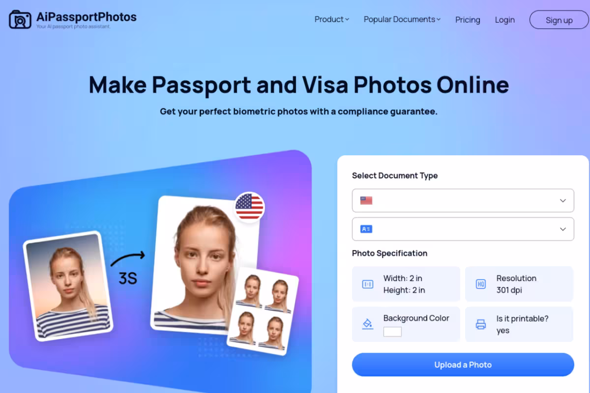 Make US Passport and Visa Photo Online homepage screenshot