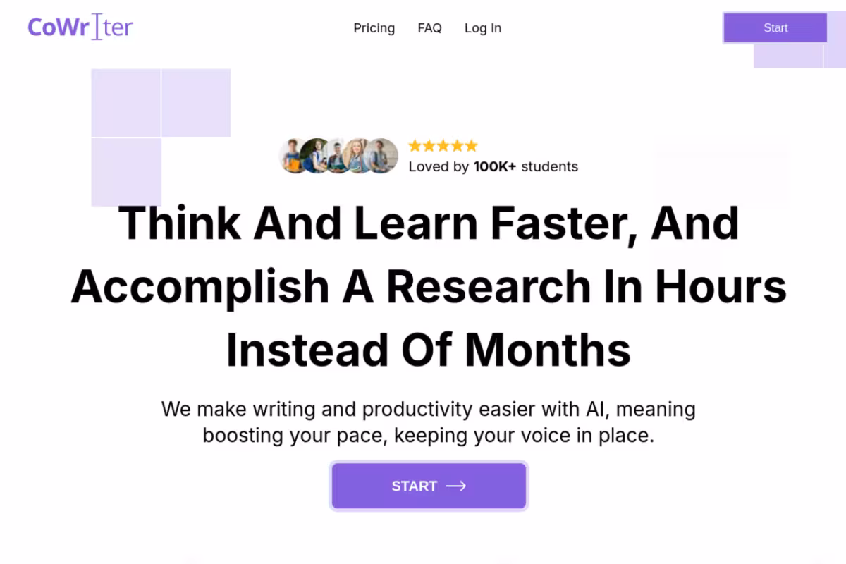 CoWriter AI homepage screenshot