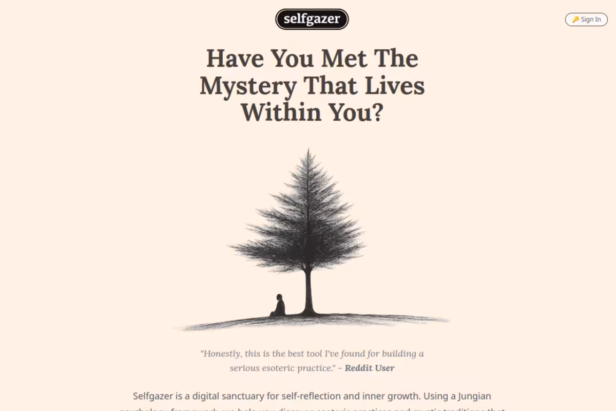 Selfgazer homepage screenshot