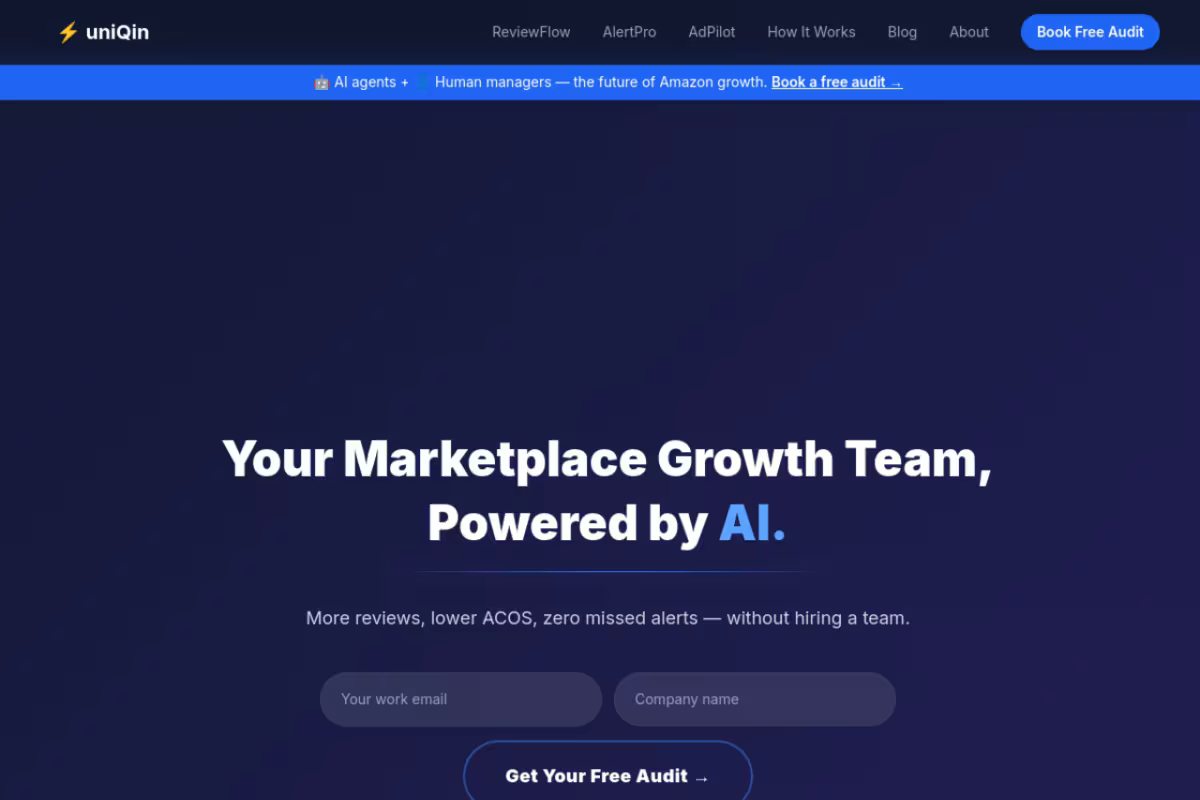 uniQin.ai homepage screenshot