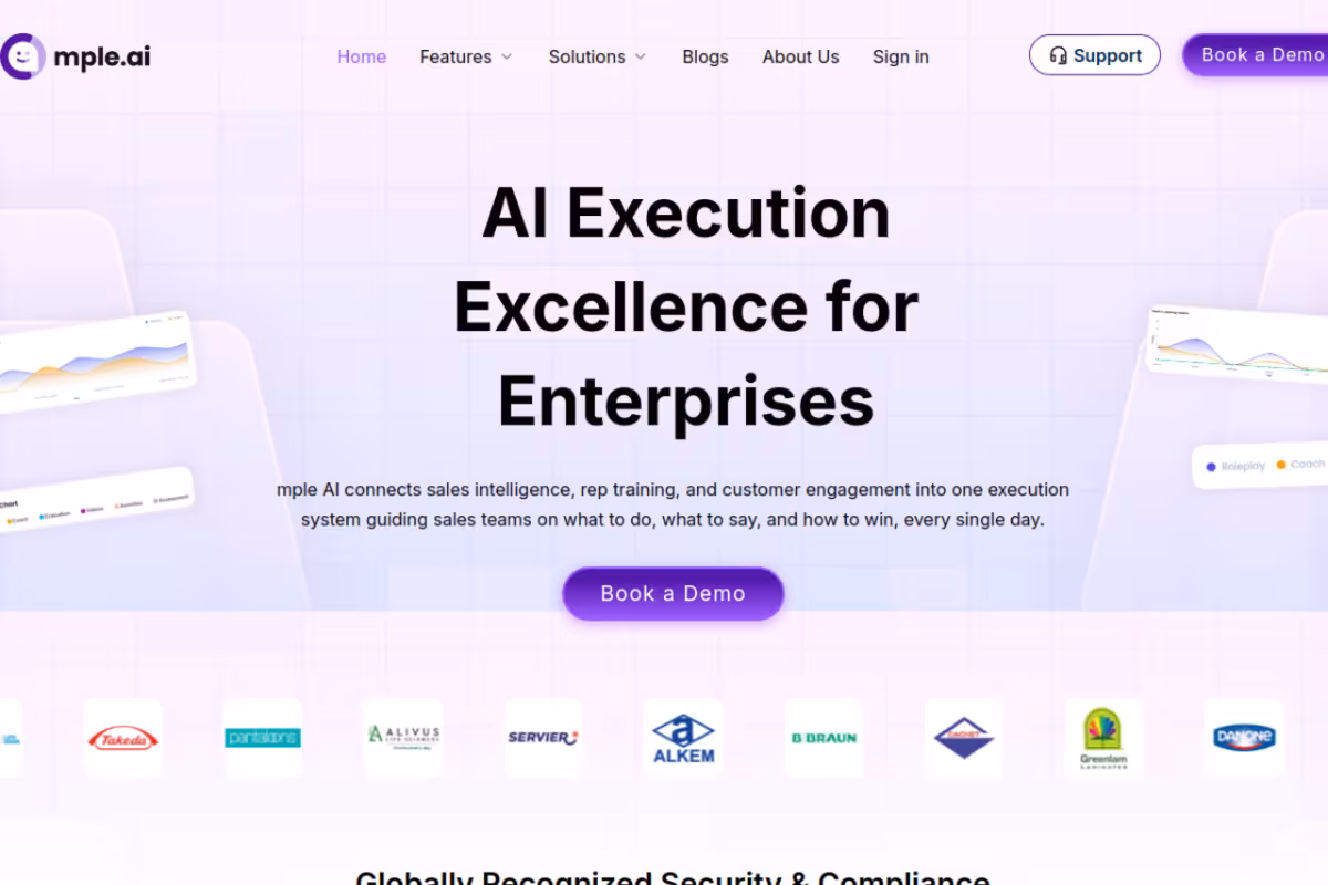 mple ai homepage screenshot