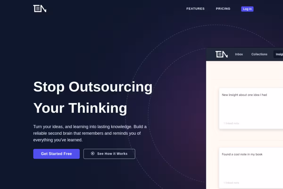 ThinkerNotes homepage screenshot