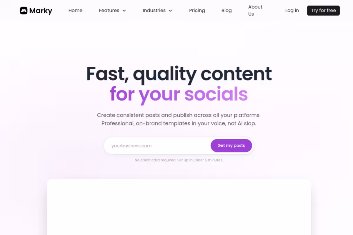 Marky homepage screenshot
