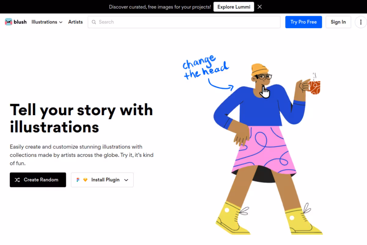 Blush homepage screenshot