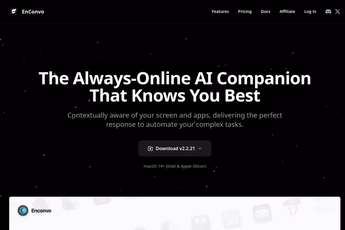 EnConvo homepage screenshot