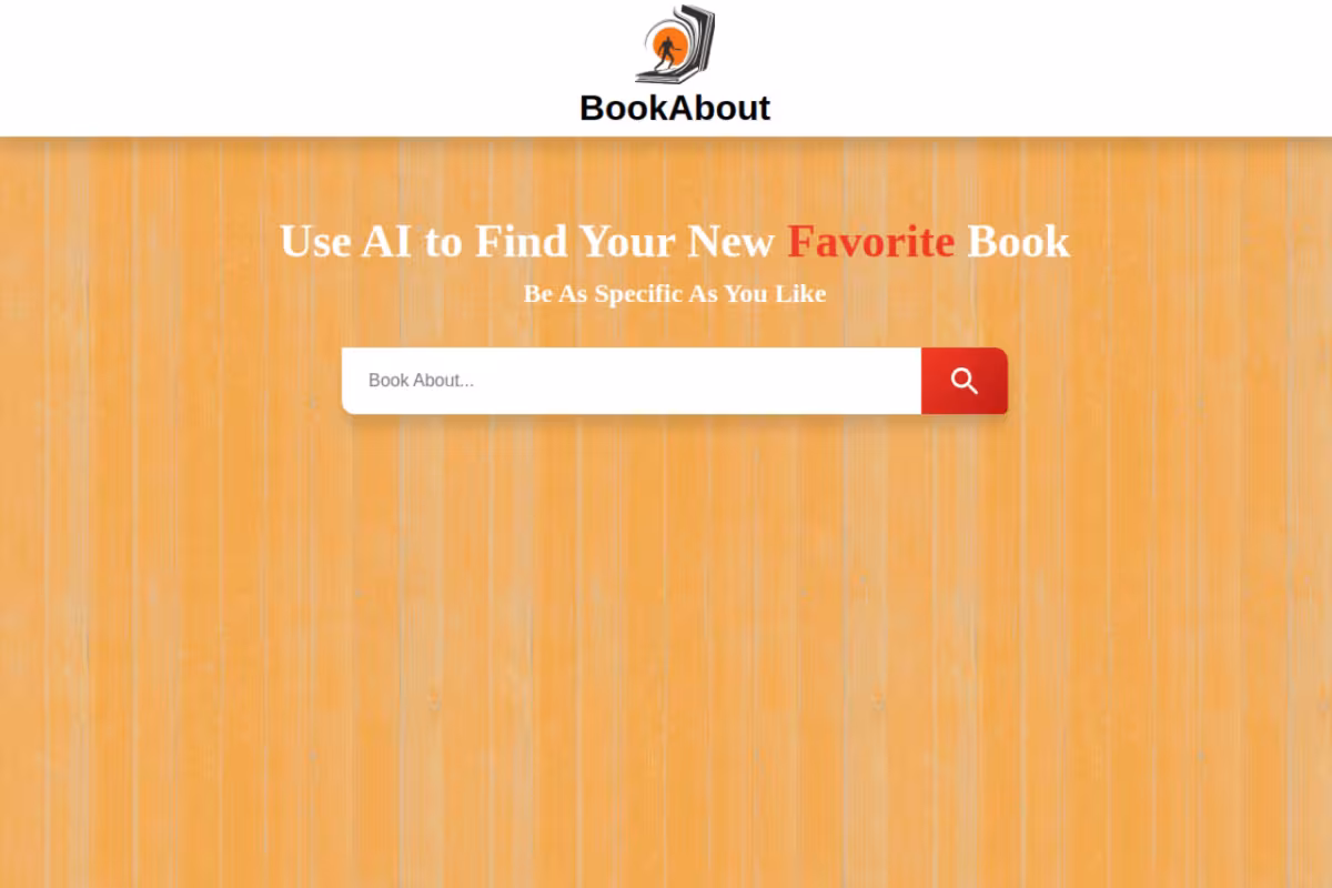Bookabout homepage screenshot