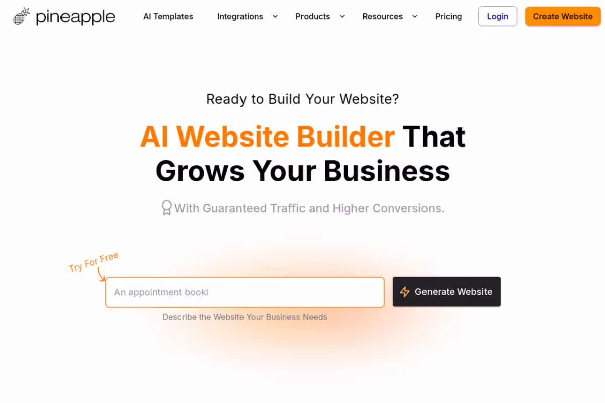 Pineapple Builder homepage screenshot