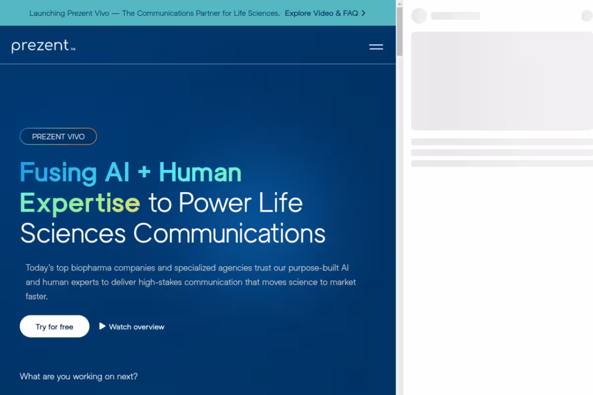 Prezent Vivo homepage screenshot