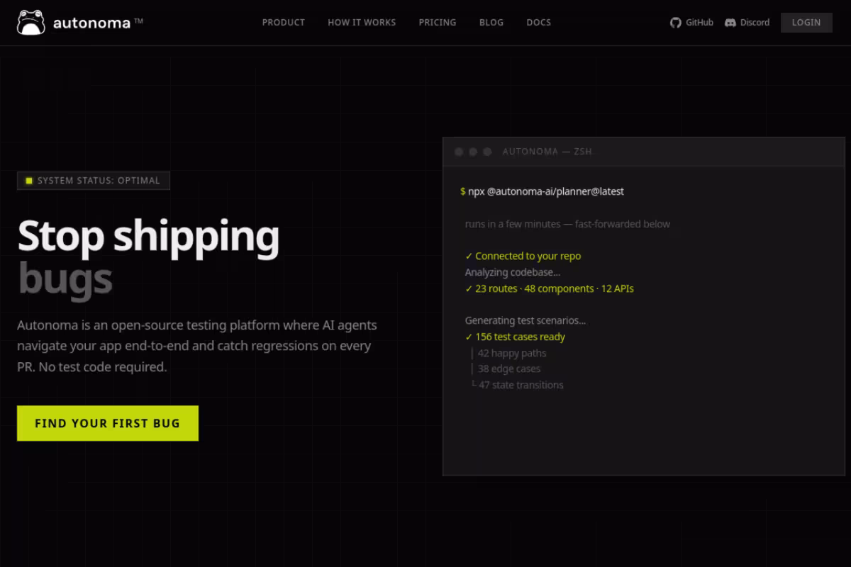 Autonoma homepage screenshot