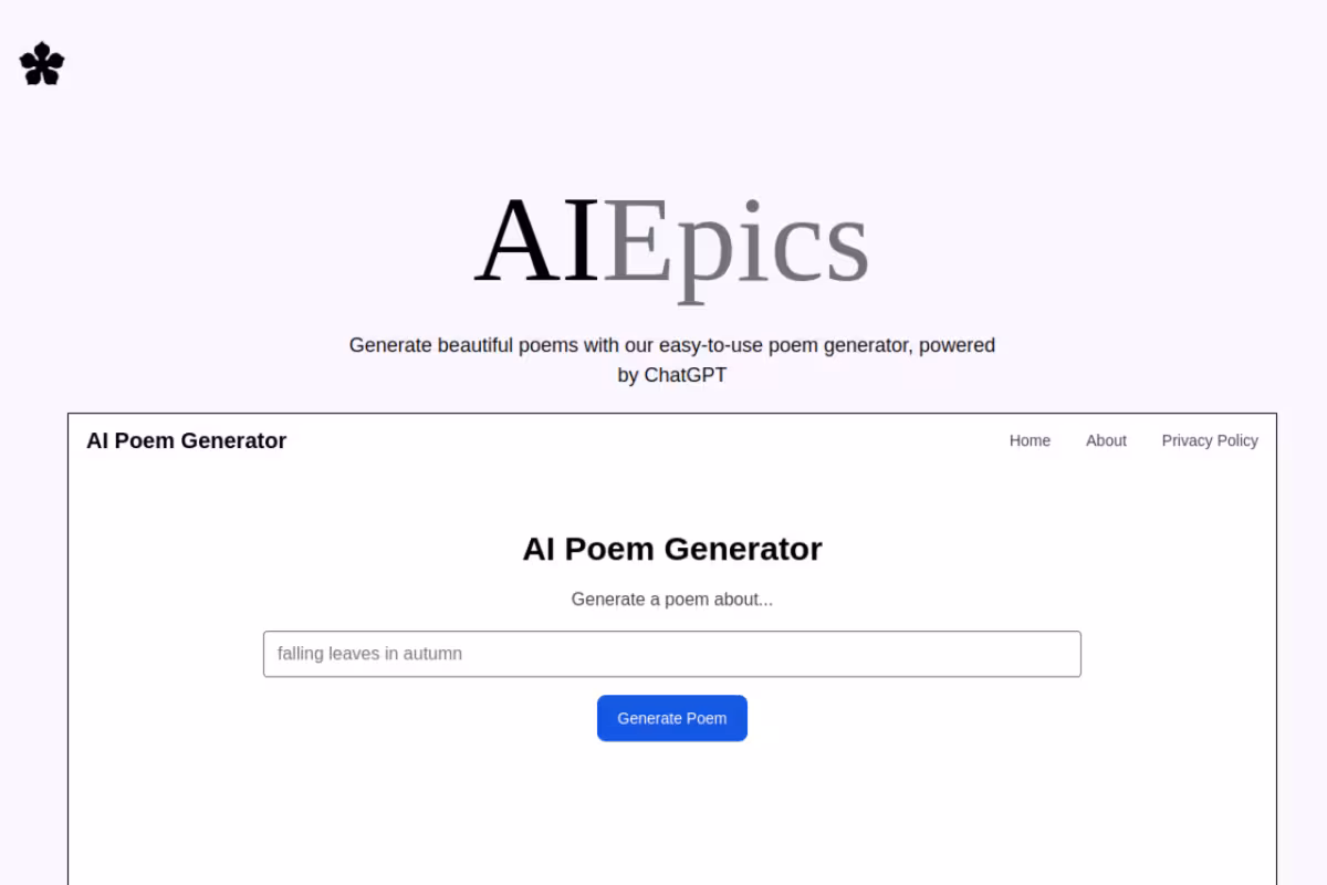 AIEpics homepage screenshot