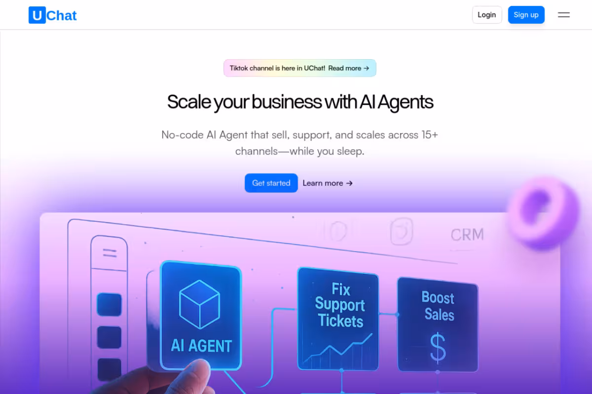 UChat AI Agent homepage screenshot