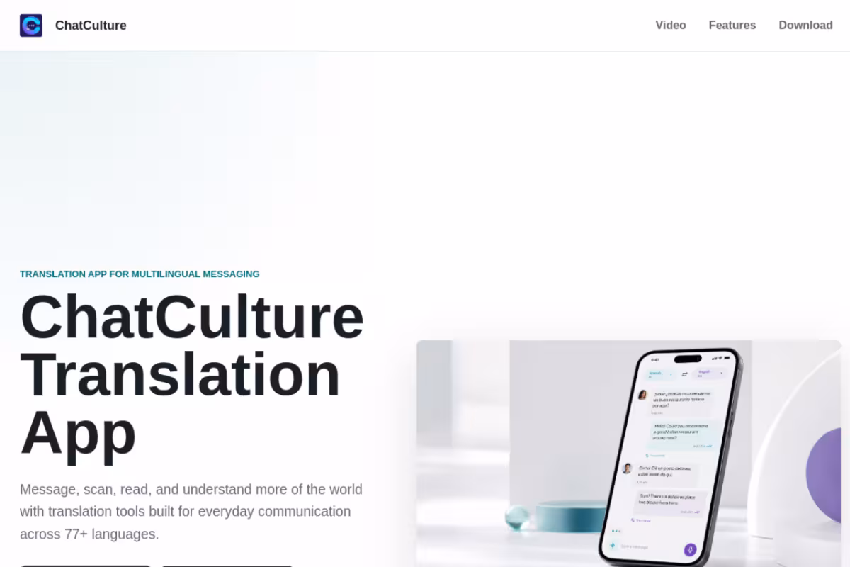 ChatCulture Translation App homepage screenshot