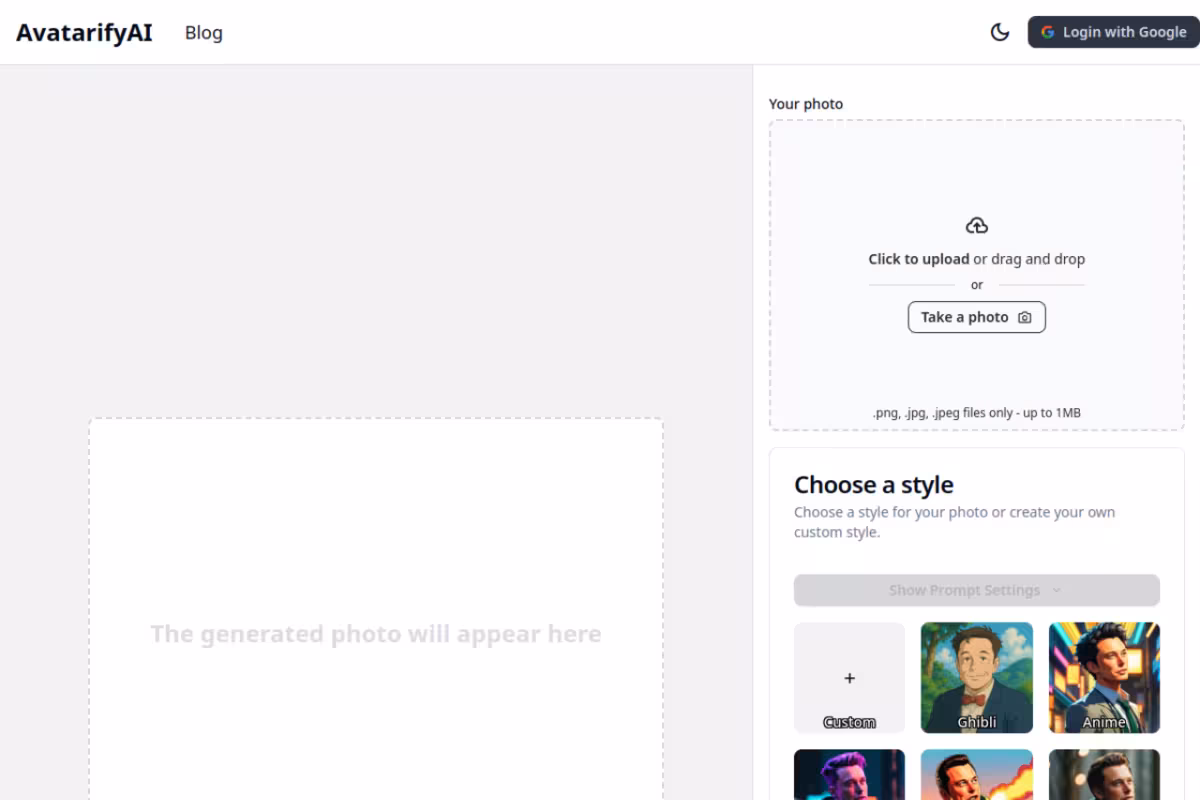 Avatarify AI homepage screenshot