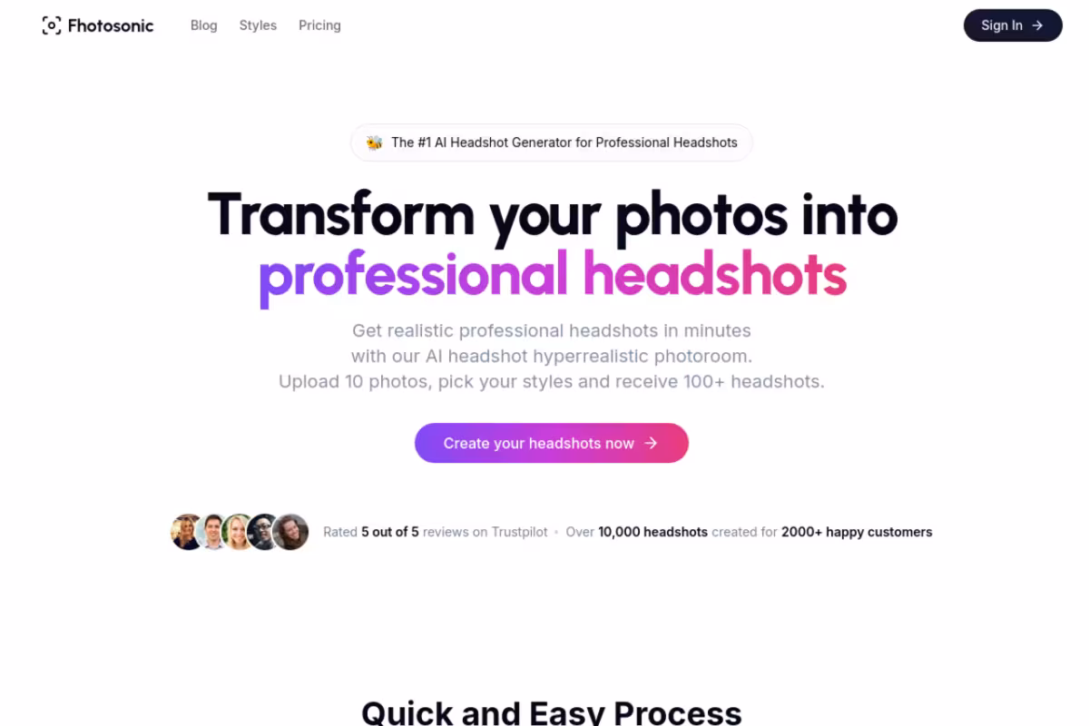 Fhotosonic homepage screenshot