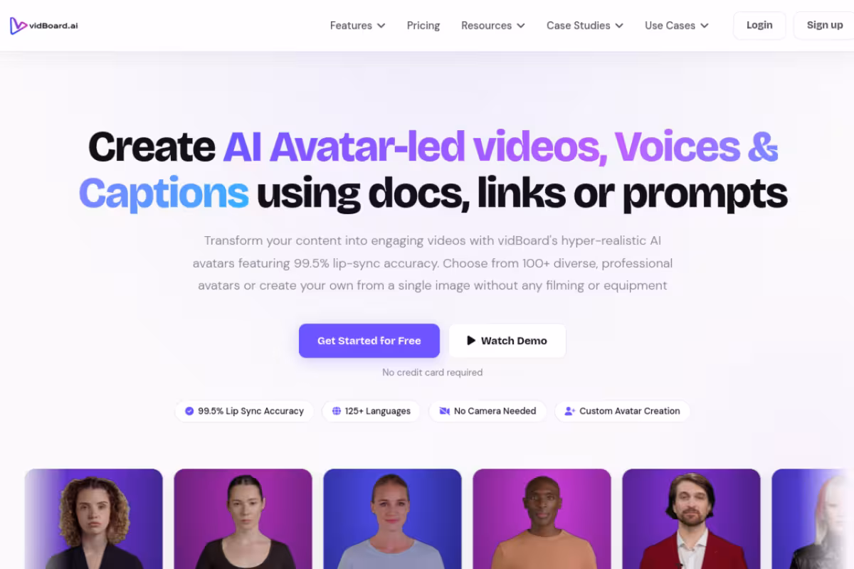 Vidboard AI homepage screenshot