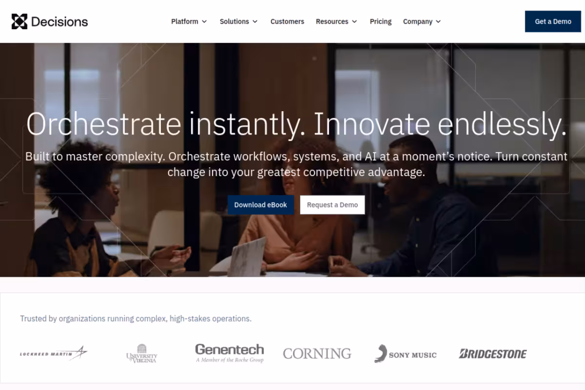Decisions homepage screenshot