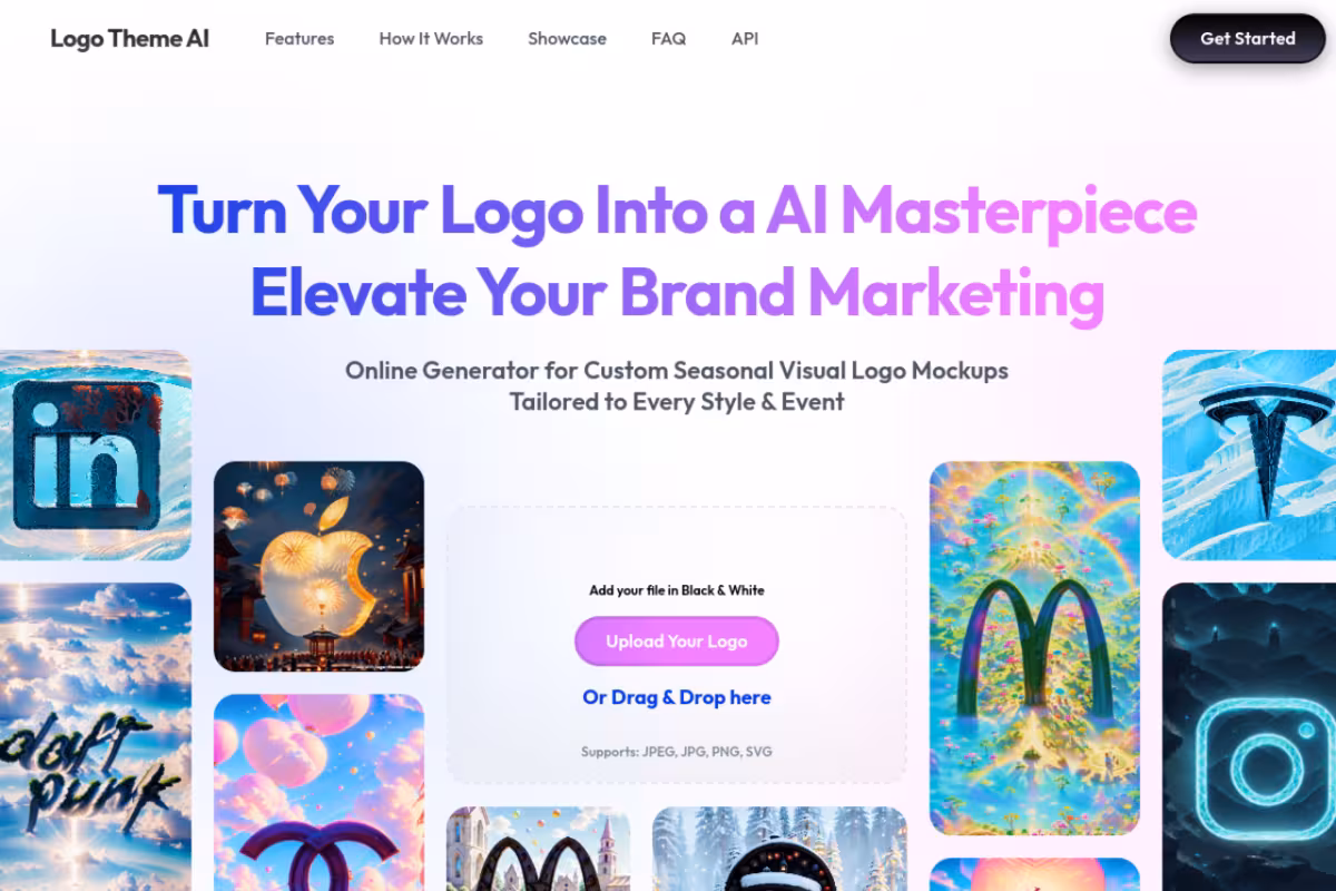 Logo Theme AI homepage screenshot