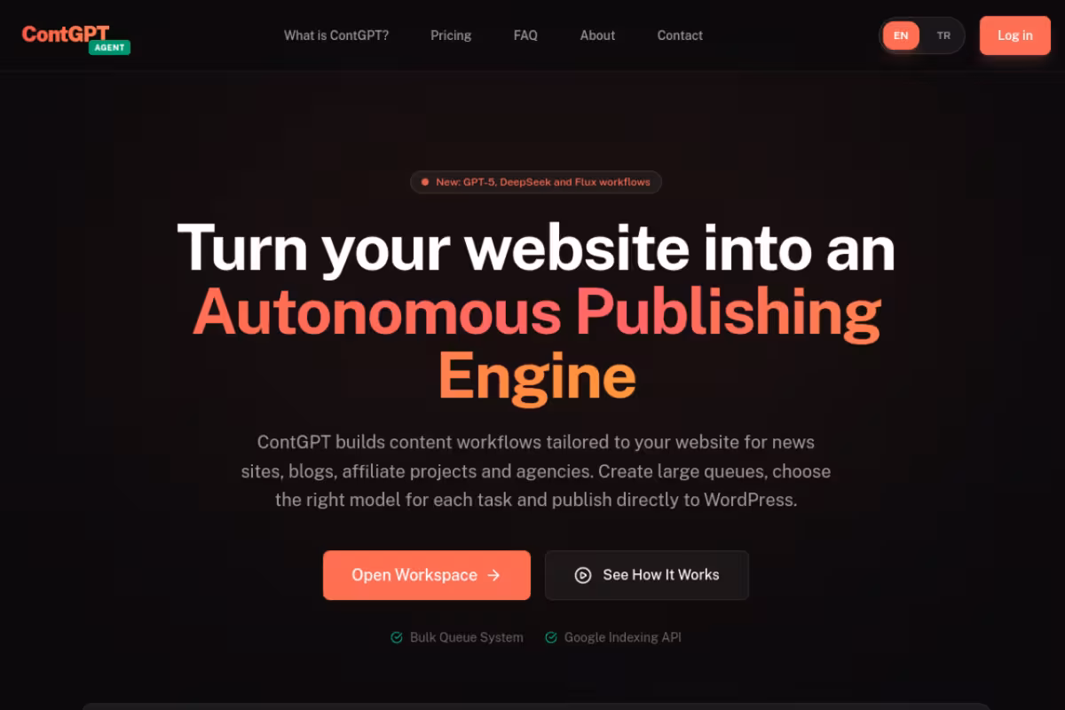ContGPT Agent homepage screenshot