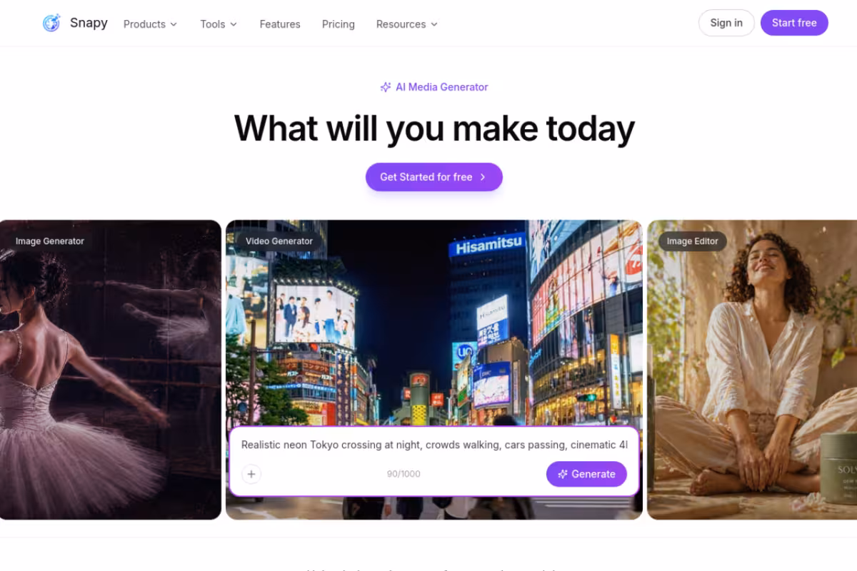 Snapy.ai homepage screenshot