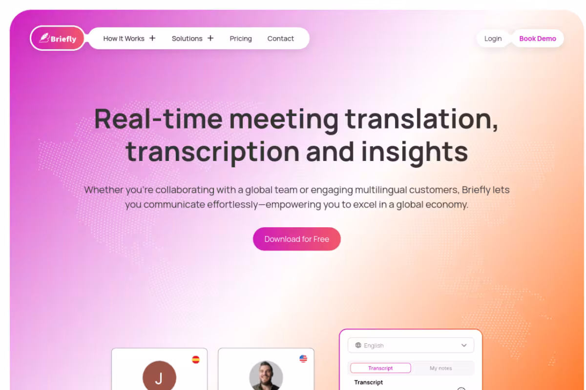 BrieflyAI homepage screenshot