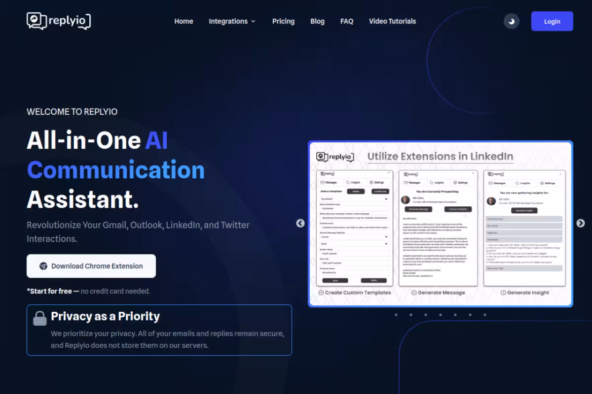 Replyio homepage screenshot