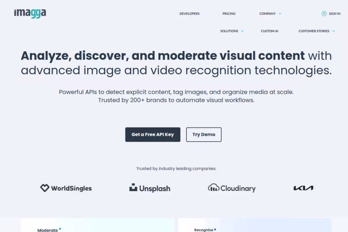 Imagga homepage screenshot