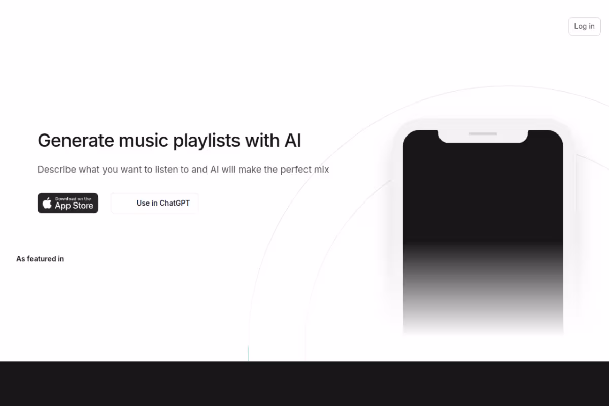 PlaylistAI homepage screenshot