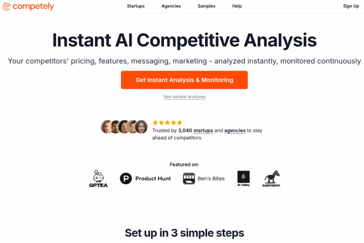 Competely homepage screenshot