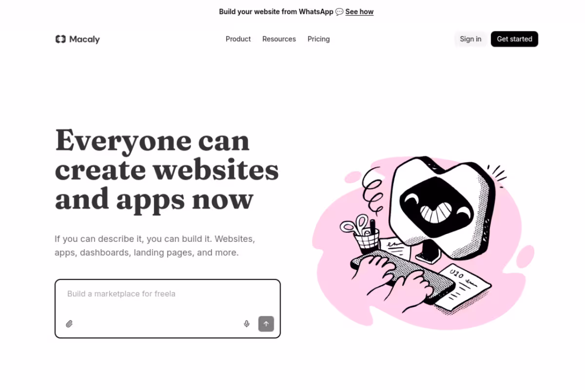 Macaly homepage screenshot