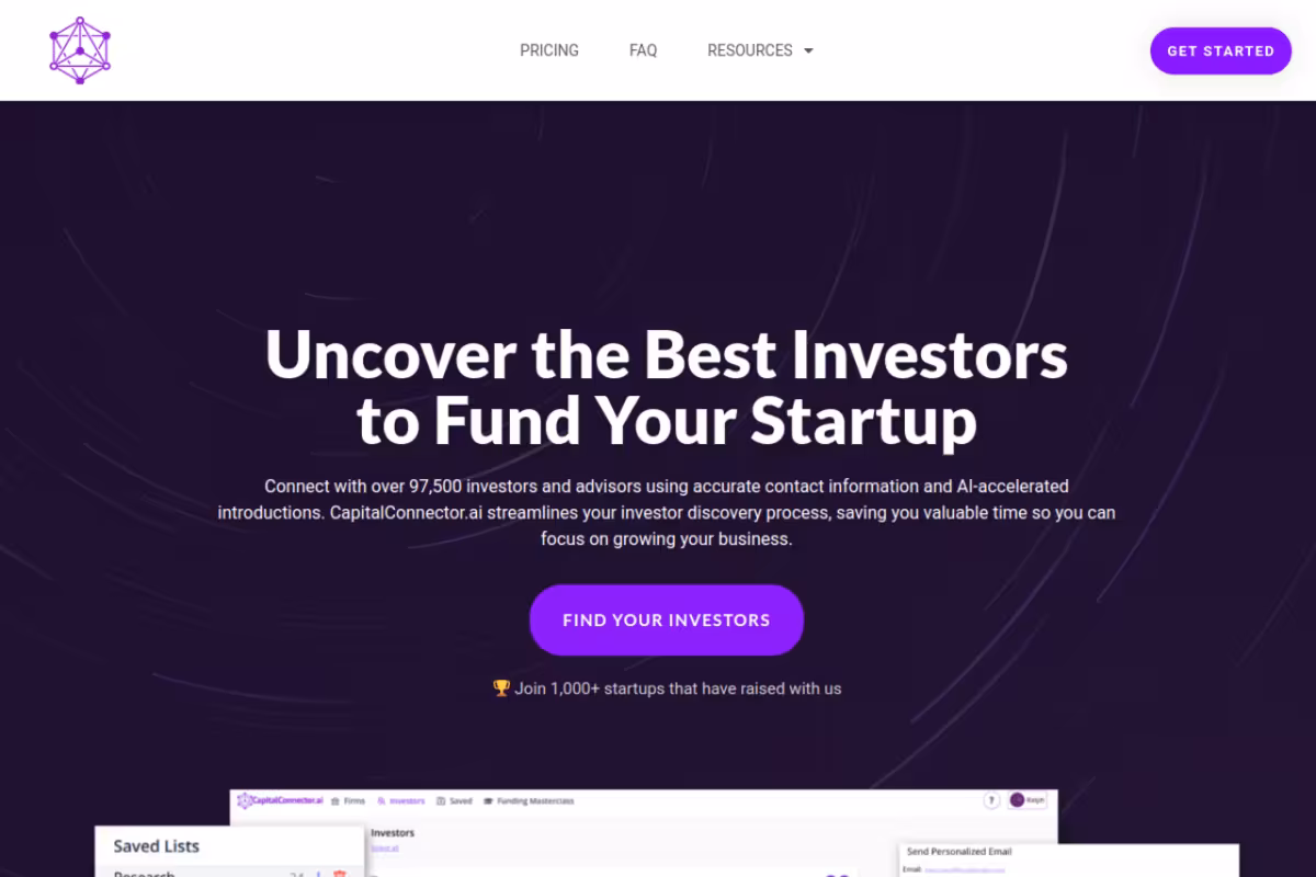 CapitalConnector.ai homepage screenshot