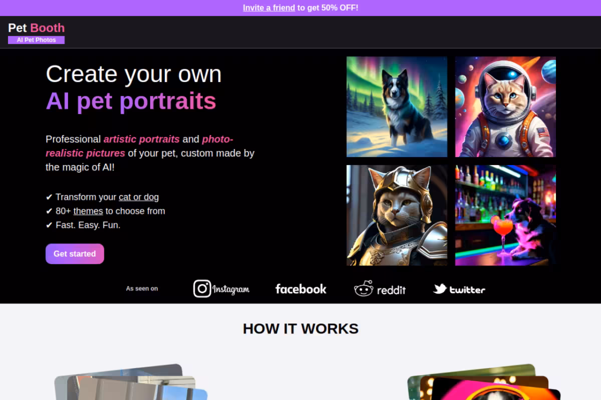 Pet Booth homepage screenshot