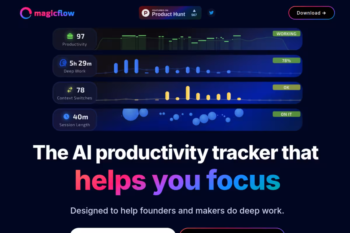 Magicflow homepage screenshot