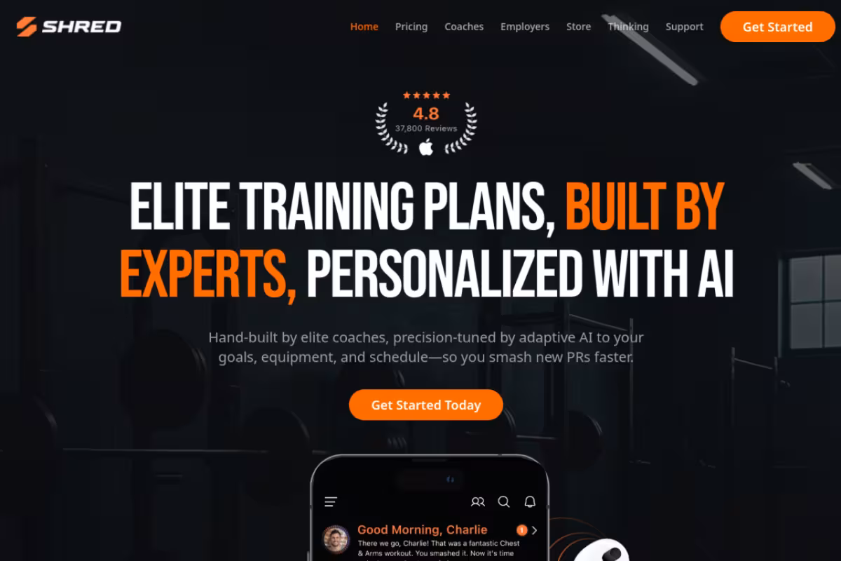 SHRED homepage screenshot
