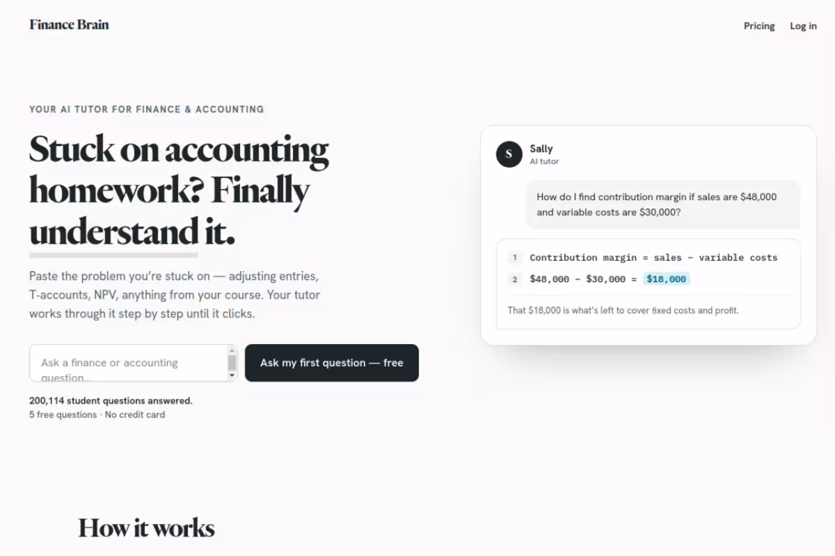 Finance Brain homepage screenshot