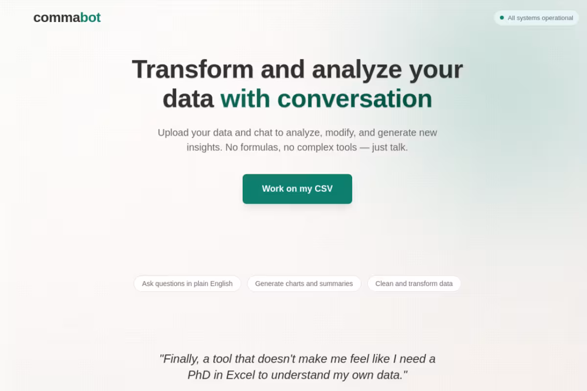 Commabot homepage screenshot