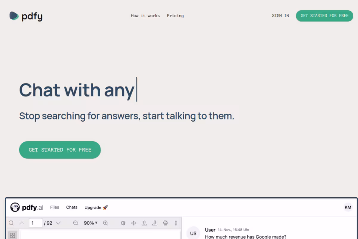 Pdfy homepage screenshot