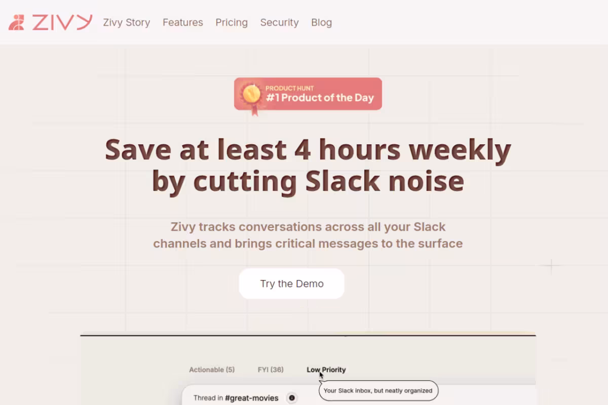 Zivy homepage screenshot