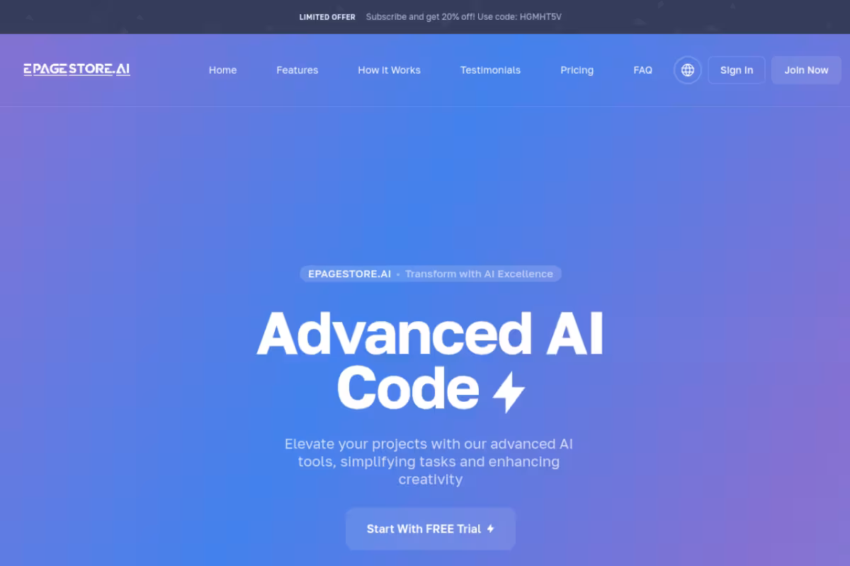 epagestore.ai homepage screenshot