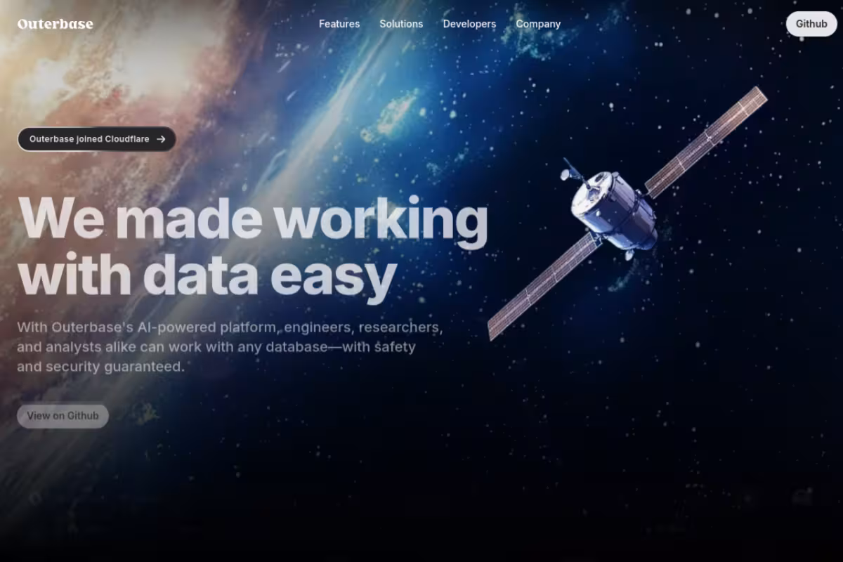Outerbase homepage screenshot