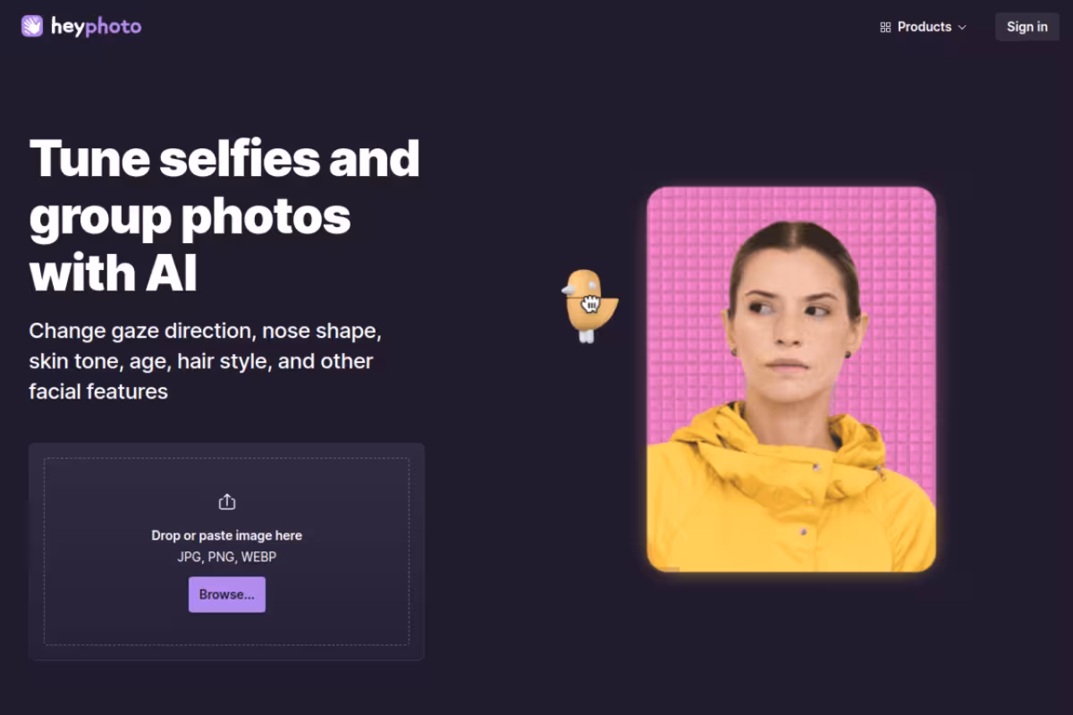 HeyPhoto homepage screenshot