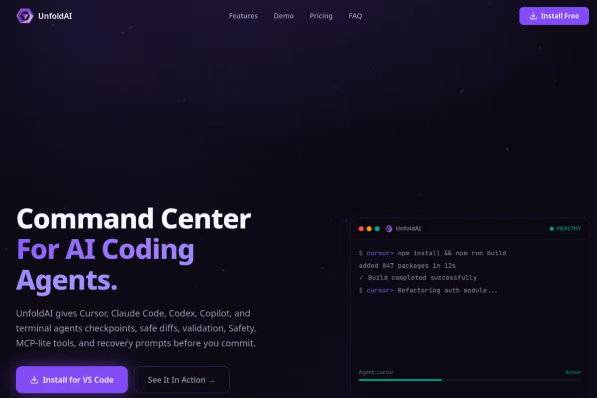 UnfoldAI homepage screenshot